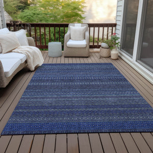 Navy Blue Boho Rug Washable Area Carpet Tribal Bohemian Style Indoor Outdoor 5x8