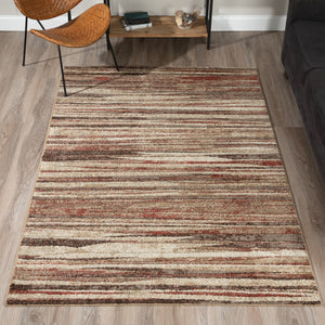 Striped Rug Modern Abstract Area Carpet Orange Rust Red 3x5 5x7 8x10 - Cristo Collection