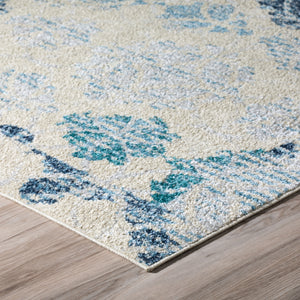 Contemporary Rug Distressed Geometric Accent Area Carpet Blue Silver 3x5 5x7 8x10 - Forever