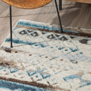 Tribal Rug Modern Abstract Southwestern Area Carpet Blue Beige 3x5 5x7 8x10 - Navarre Collection