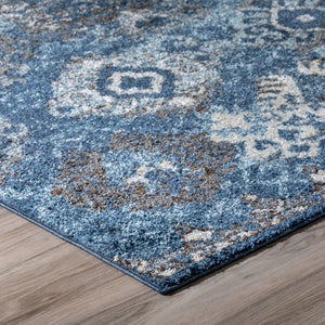 Modern Rug Contemporary Accent Area Carpet Blue Beige 3x5 5x7 8x10 - Forever Collection