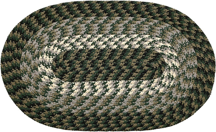 Small Rug Braided Accent Area Carpet Kitchen Hallway Green Oval 20" x 30"