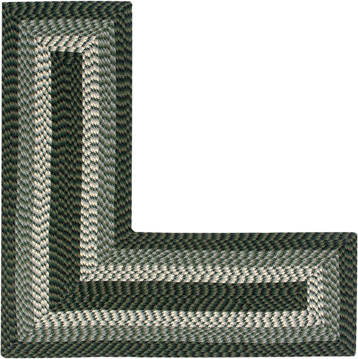 L Shaped Rug Kitchen Country Cottage Green Braided Rope Area Carpet 24x68x68