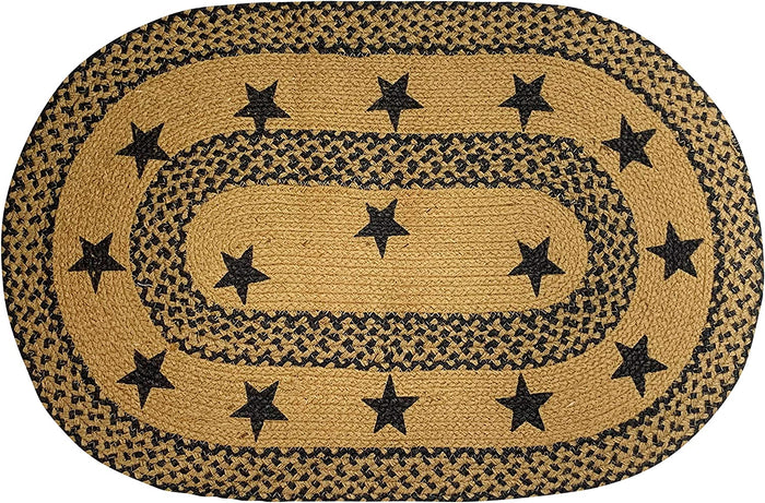 Small Rug Braided Accent Area Carpet Kitchen Hallway Western Rustic Cabin Decor Oval 21" x 34"