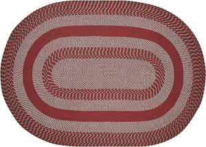 Braided Rug Red Oval Area Carpet Living Room Cottage Decor 42" x 66"