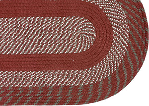 Braided Rug Red Oval Area Carpet Living Room Cottage Decor 42" x 66"