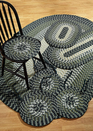 Braided Rugs 7 Piece Set Scatter Area Carpet With Chair Cushions Black Burgundy Brown Green Blue