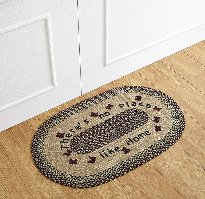 Small Rug Braided Accent Area Carpet Kitchen Hallway Cabin Decor Oval 21" x 34"