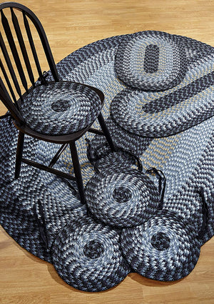 Braided Rugs 7 Piece Set Scatter Area Carpet With Chair Cushions Black Burgundy Brown Green Blue