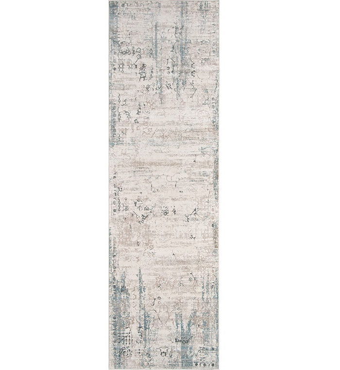 Abstract Rug Long Runner Distressed Ivory Gray Area Carpet Hallway Throw Mat 2' x 8'