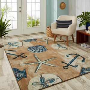 Beach Rug Nautical Area Throw Carpet Living Room Bedroom Dining Brown Always Daily Deals
