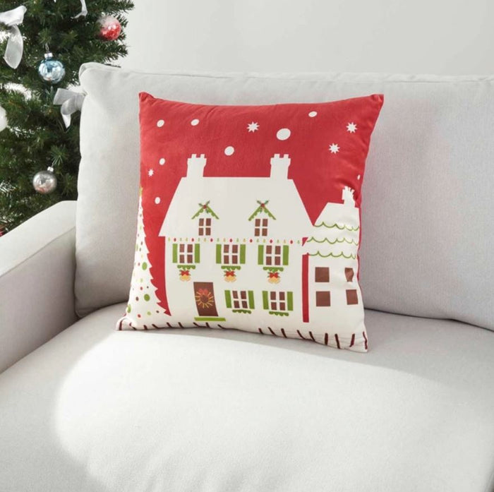 Christmas Throw Pillow Decorative Holiday Home Decor Accent For Couch Bed Red Snow