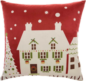 Christmas Throw Pillow Decorative Holiday Home Decor Accent For Couch Bed Red Snow