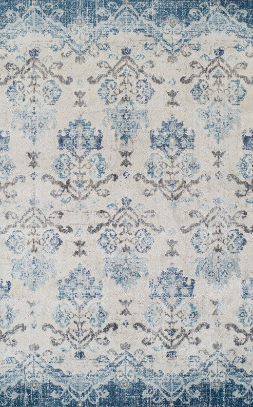 Contemporary Rug Blue Distressed Living Room Kitchen Hallway Area Carpet - 3' x 5'