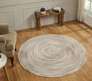 Farmhouse Rug Modern Living Room Kitchen Area Carpet 6' Round Throw Mat In Beige