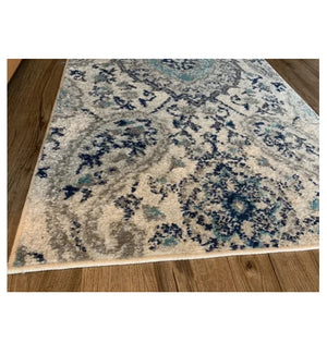 Floral Rug Contemporary Area Throw Carpet Hallway Grey Blue Mat 3x5