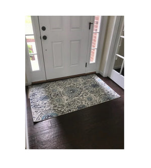 Floral Rug Contemporary Area Throw Carpet Hallway Grey Blue Mat 3x5