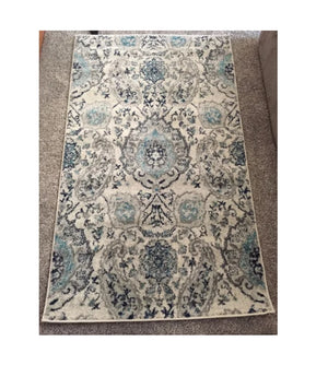 Floral Rug Contemporary Area Throw Carpet Hallway Grey Blue Mat 3x5