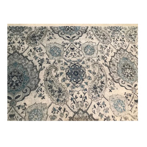 Floral Rug Contemporary Area Throw Carpet Living Room Bedroom Grey Blue Mat 5x7