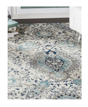 Floral Rug Contemporary Area Throw Carpet Living Room Bedroom Grey Blue Mat  8x10