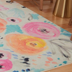 Floral Rug Pink Blue Area Throw Carpet Living Room Bedroom Dining Floor Mat 5x8