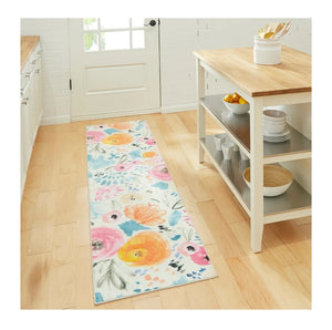 Floral Runner Rug Pink Blue Area Throw Carpet Living Room Bedroom Dining Floor Mat 2x6