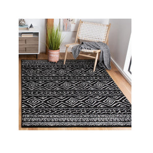 Geometric Rug Black Bohemian Bedroom Dining Living Room Carpet Area Floor Mat 5x8