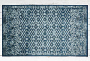 Geometric Rug Contemporary Area Throw Carpet Bedroom Living Room Blue Mat 5x8