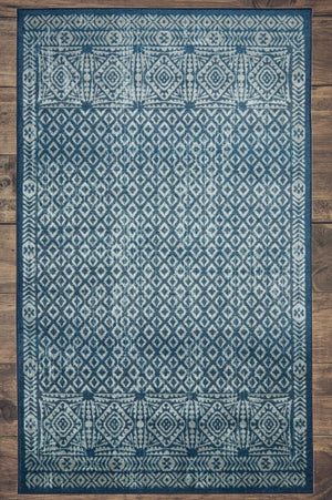 Geometric Rug Contemporary Area Throw Carpet Bedroom Living Room Blue Mat 5x8