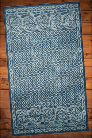 Geometric Rug Contemporary Area Throw Carpet Bedroom Living Room Blue Mat 5x8