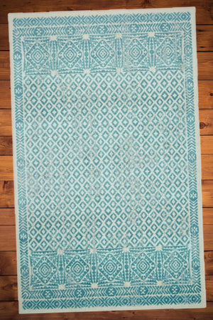 Geometric Rug Contemporary Area Throw Carpet Bedroom Living Room Teal Mat 5x8