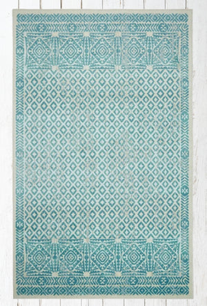 Geometric Rug Contemporary Area Throw Carpet Bedroom Living Room Teal Mat 5x8