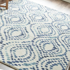 Geometric Rug Contemporary Multi Area Throw Carpet Bedroom Living Room Blue Mat 8x10