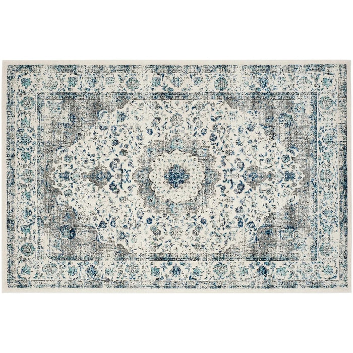 Medallion Rug Area Throw Carpet Living Room Bedroom Foyer Grey Gray Blue Mat 4x6