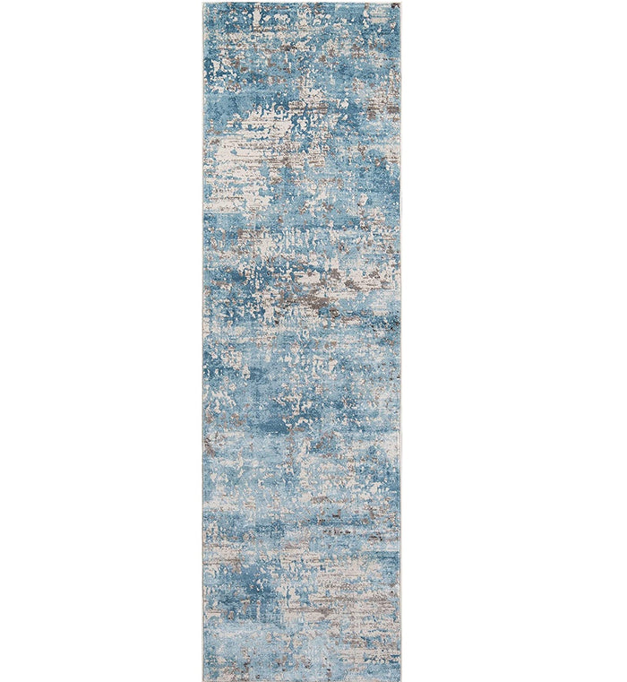 Modern Rug Long Runner Blue Area Carpet Throw Mat 2' x 8' For Hallway Bedroom