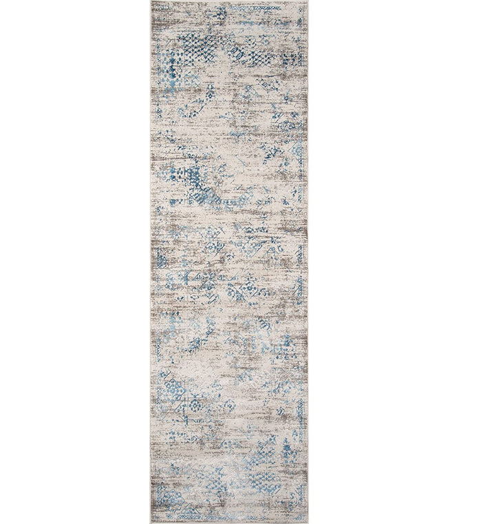 Oriental Rug Long Runner Distressed Blue Area Carpet Throw Mat 2' x 8' For Hallway Bedroom