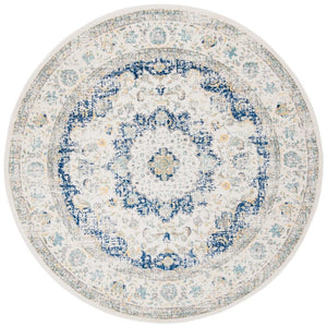 Round Rug Medallion Area Throw Carpet Living Room Bedroom Foyer Grey Gray Blue Mat 5’