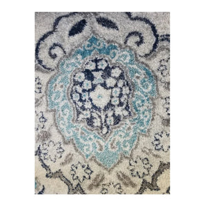 Long Runner Rug Floral Contemporary Area Throw Carpet Hallway Grey Blue Mat 2x20