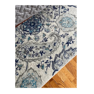 Long Runner Rug Floral Contemporary Area Throw Carpet Hallway Grey Blue Mat 2x20