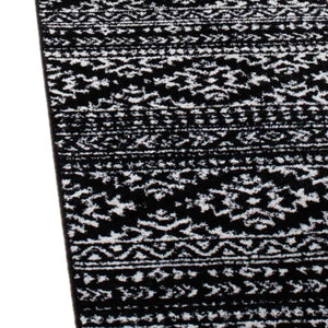 Long Runner Rug Black Geometric Bohemian Bedroom Living Room Carpet Area Floor Mat 2x7