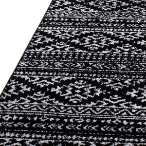 Long Runner Rug Black Geometric Bohemian Bedroom Living Room Carpet Area Floor Mat 2x7