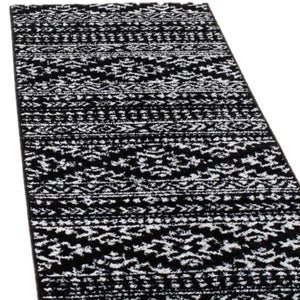 Long Runner Rug Black Geometric Bohemian Bedroom Living Room Carpet Area Floor Mat 2x7