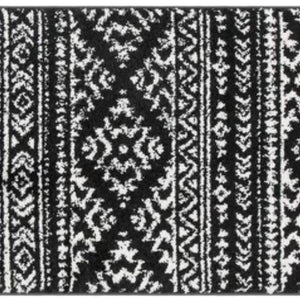 Long Runner Rug Black Geometric Bohemian Bedroom Living Room Carpet Area Floor Mat 2x7