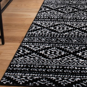 Long Runner Rug Black Geometric Bohemian Bedroom Living Room Carpet Area Floor Mat 2x7