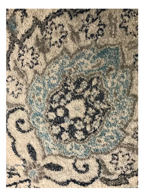 Runner Rug Floral Contemporary Area Throw Carpet Bedroom Hallway Grey Blue Mat  2x6