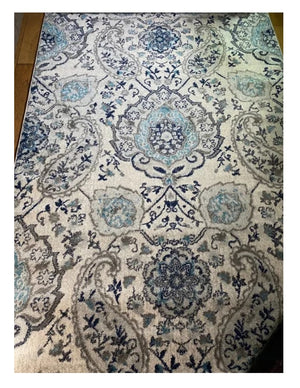 Runner Rug Floral Contemporary Area Throw Carpet Bedroom Hallway Grey Blue Mat  2x6