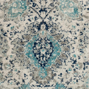 Runner Rug Floral Contemporary Area Throw Carpet Hallway Grey Blue Mat 2x12