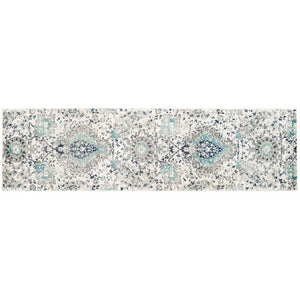 Long Runner Rug Floral Contemporary Area Throw Carpet Hallway Grey Blue Mat 2x20