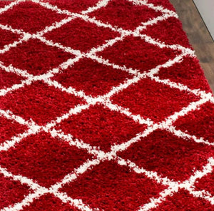 Long Runner Rug Shag Carpet Modern Contemporary Red Bedroom Hallway Floor Mat 2x6