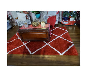 Shag Rug Modern Contemporary Red Bedroom Living Room Carpet Area Floor Mat 5x8